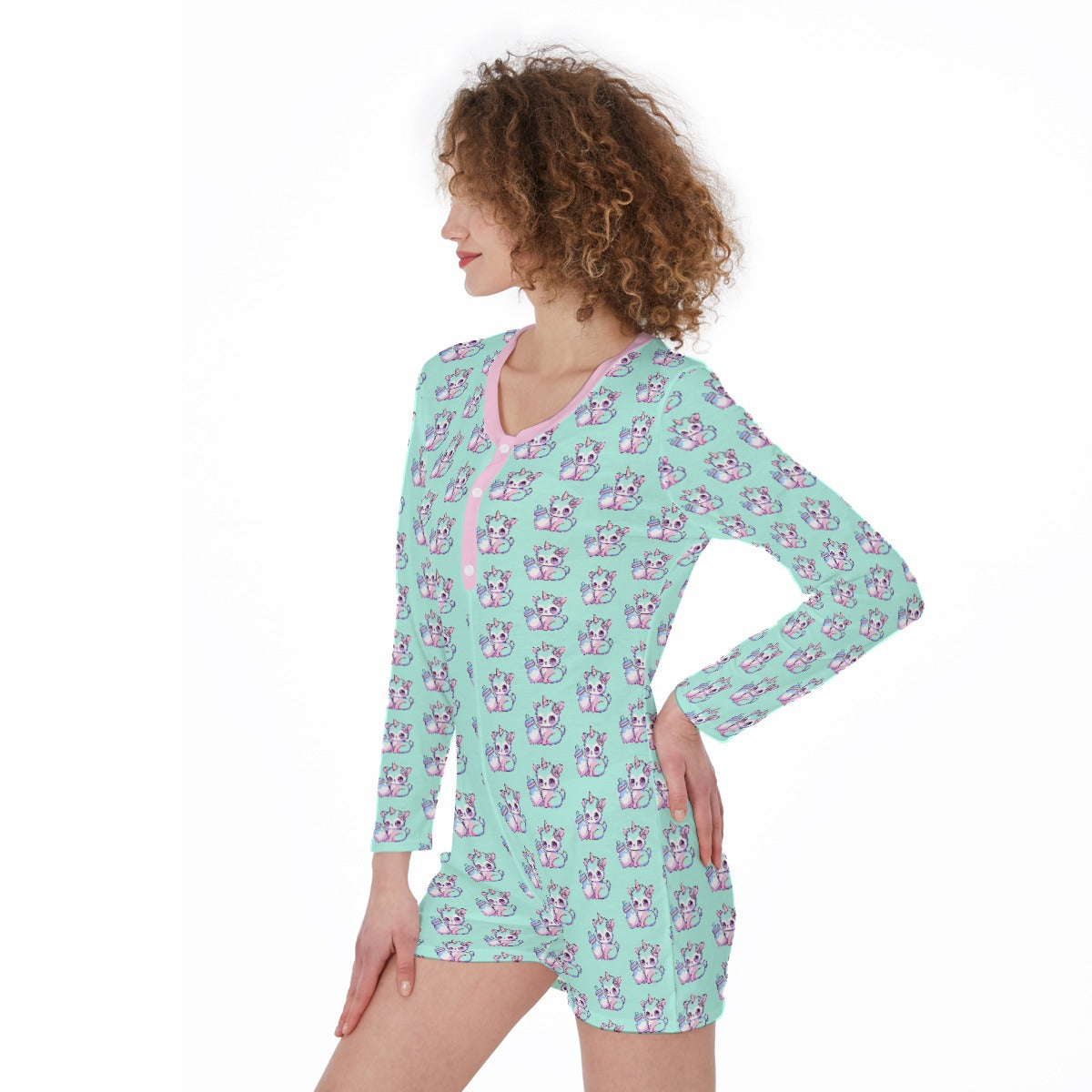 DDlg Clothing Collection - Sleep Romper Pajamas - Llamacorn w/ Milk Bottle