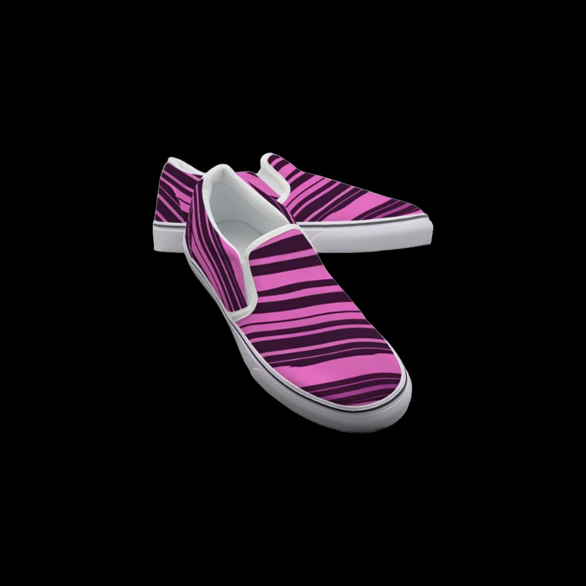 Pink Purple Stripes Slip On Sneakers