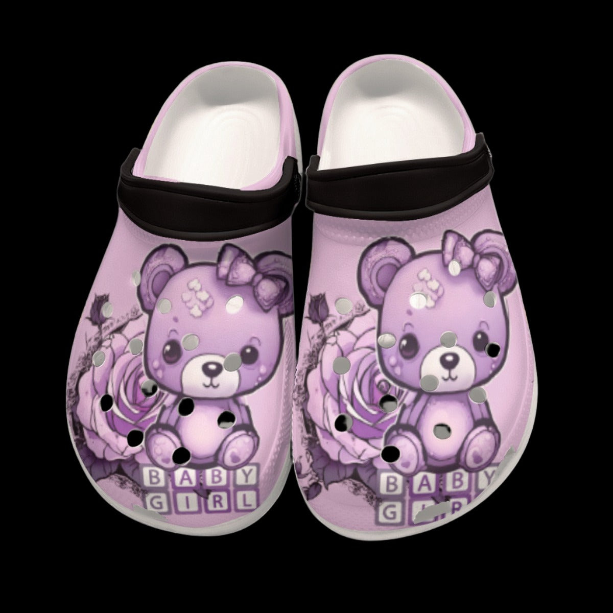 Purple Babygirl Teddy Bear Adult Classic Clogs