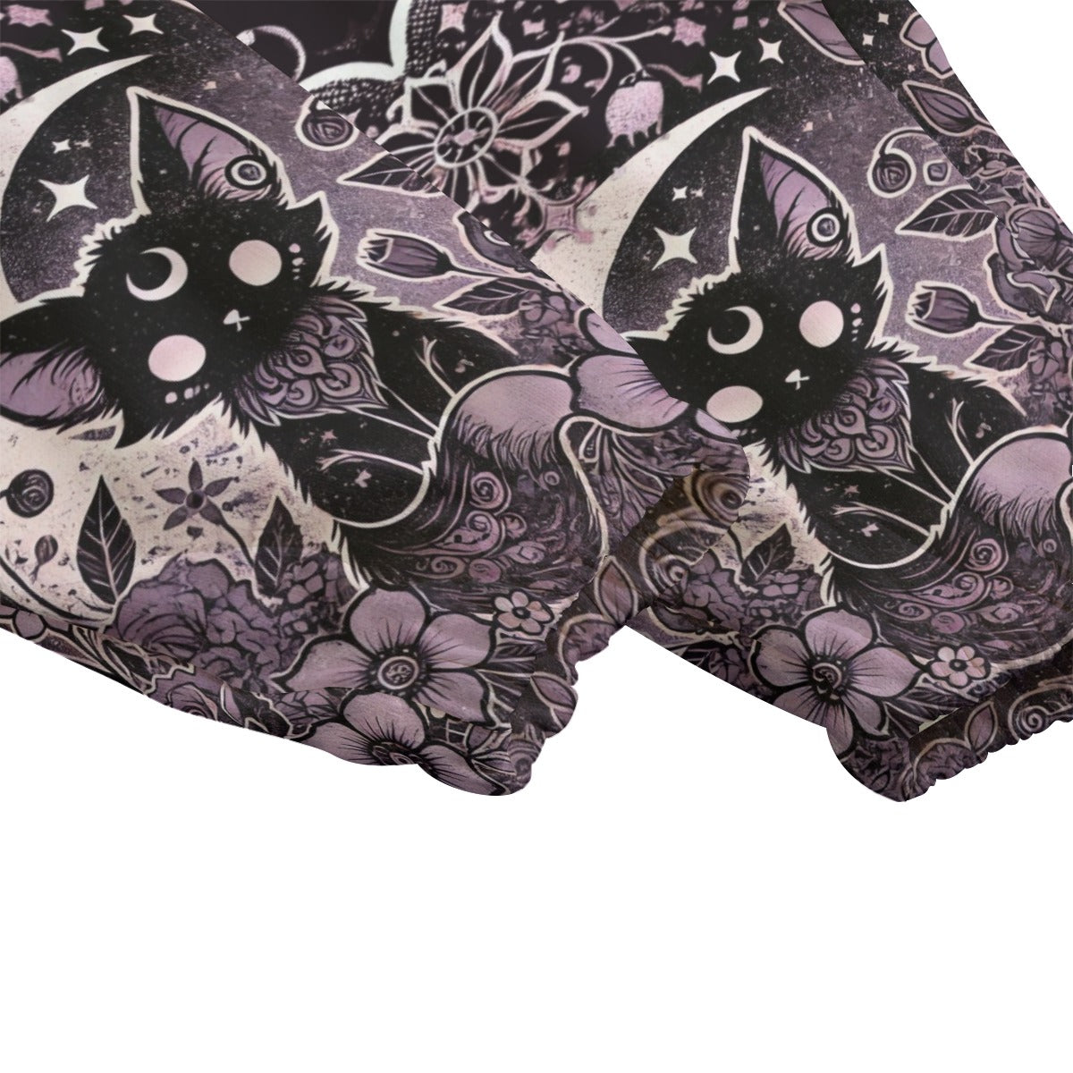 Kawaii Goth / Pastel Goth Mythical Creatures Fleece Pants - Bat / Cat Print