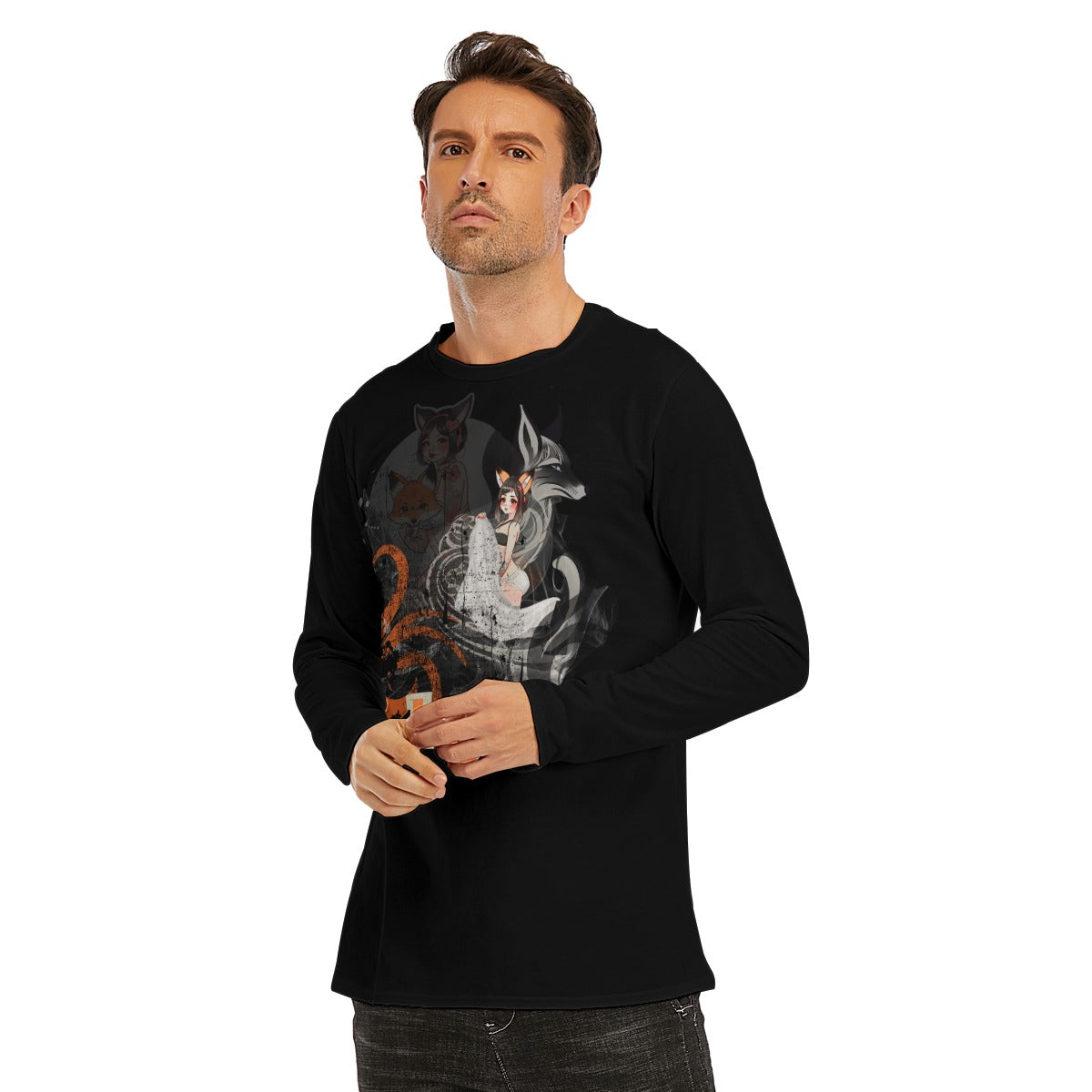 Kitsune Fox Girl Grunge Long Sleeve T-Shirt | Unisex