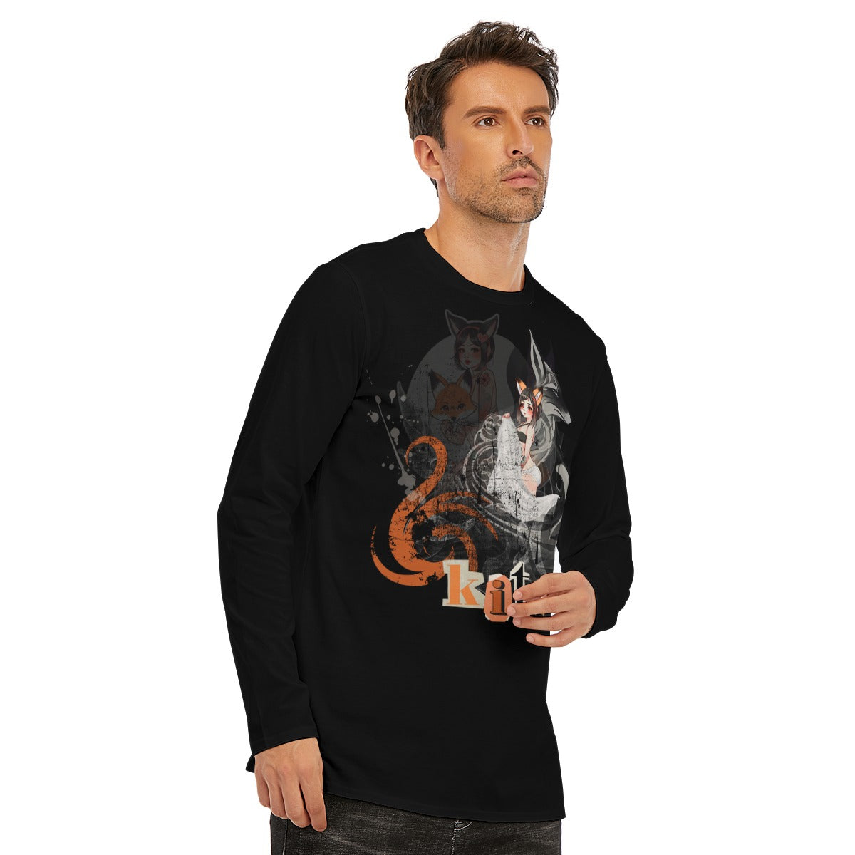 Kitsune Fox Girl Grunge Long Sleeve T-Shirt | Unisex