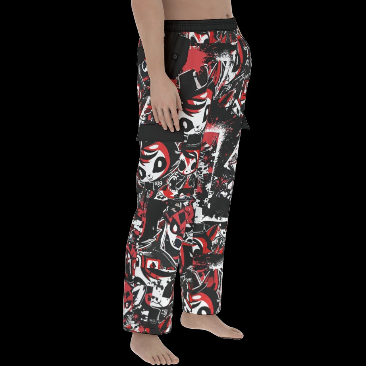 Red White Street Art Cargo Pants