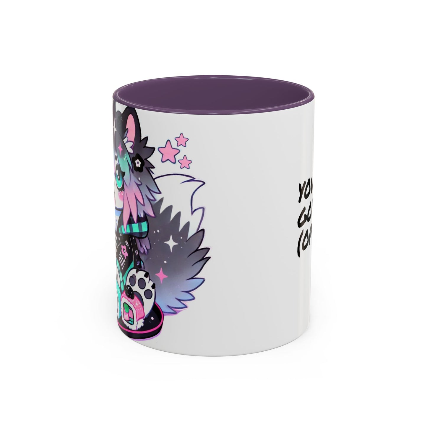 Kawaii Pastel Goth Gift Mug - Wolf & Sushi - Personalized