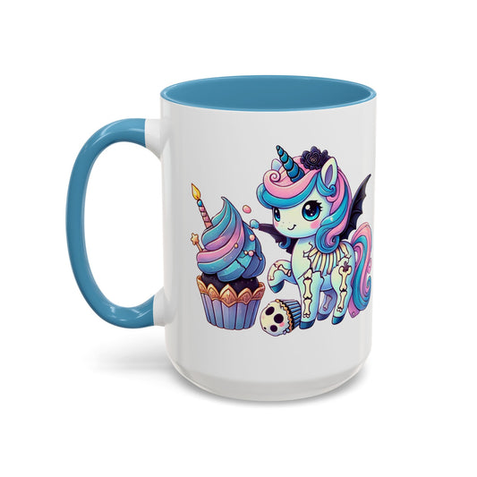 Kawaii Pastel Goth Birthday Gift Mug - Unicorn & Cupcake w/ Candle- Personalized Gift