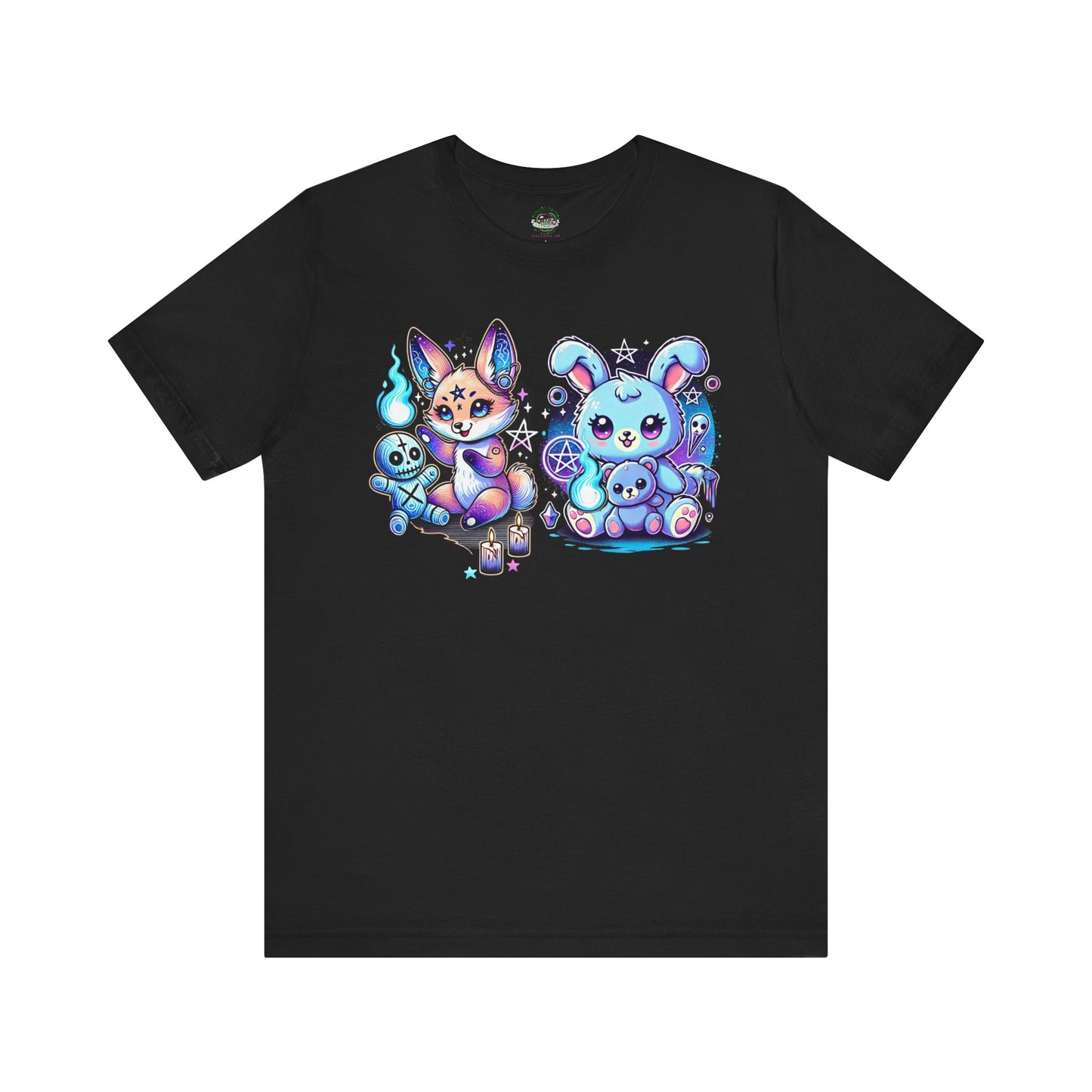 Wiccan Magical Fox and Bunny Tee - Black / XS - T-Shirt