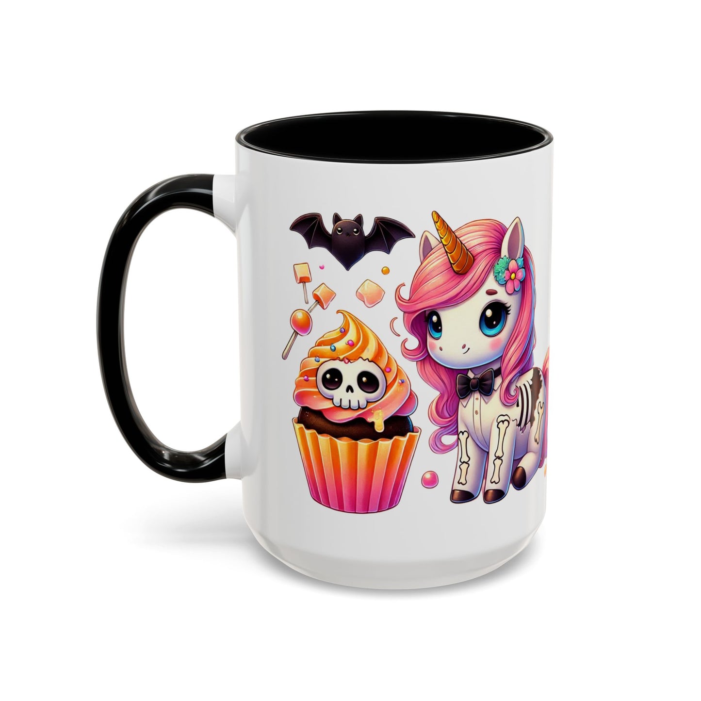 Kawaii Pastel Goth Gift Mug - Unicorn & Cupcake w/ Bat - Personalized Gift