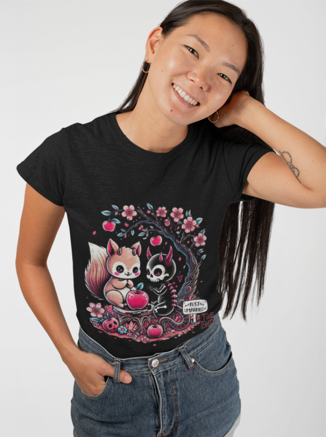 Skeleton Animals Unisex Tee - Pastel Goth, Just Married