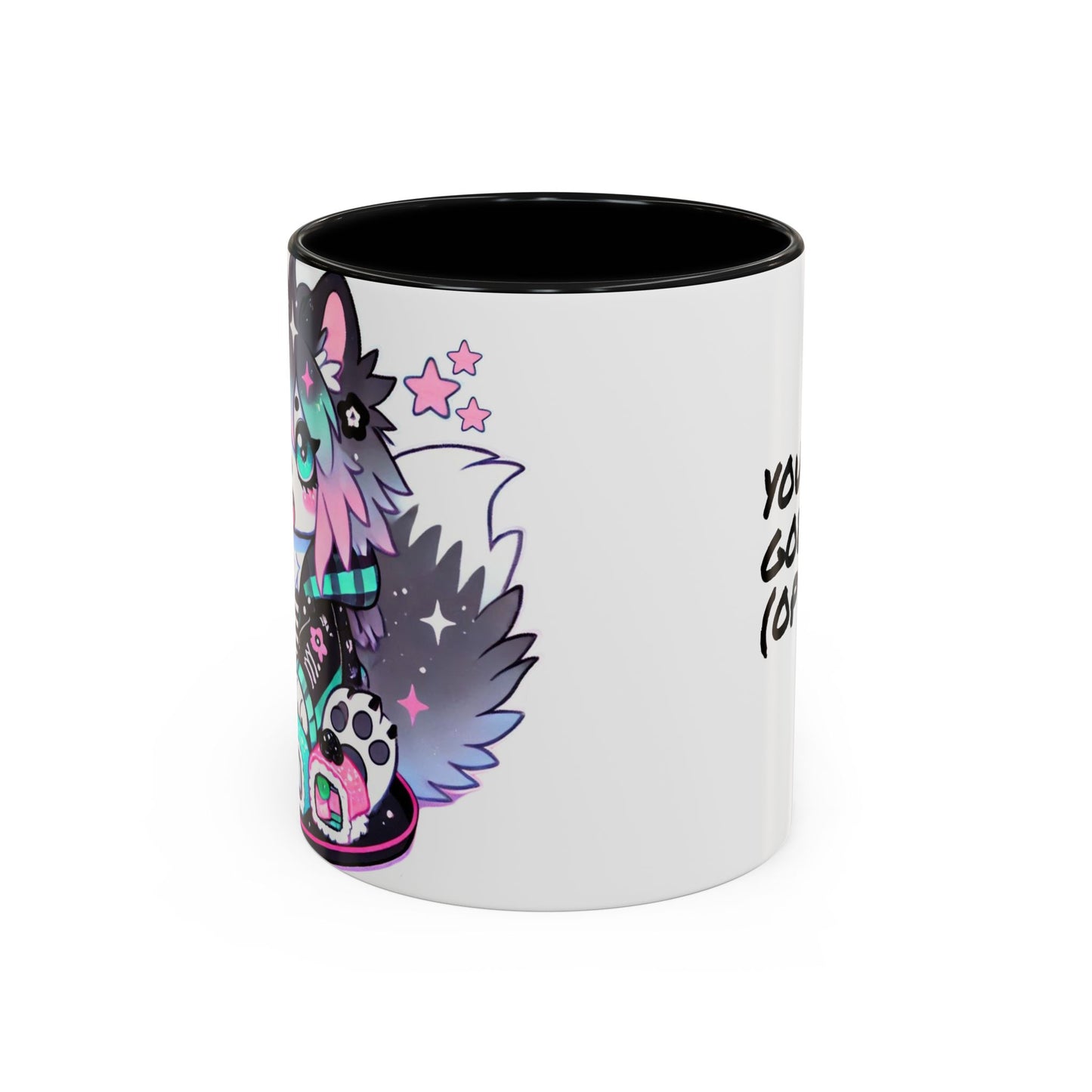 Kawaii Pastel Goth Gift Mug - Wolf & Sushi - Personalized