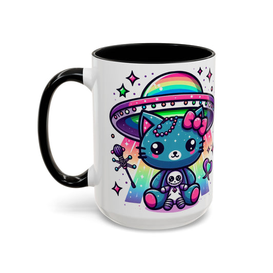 Kawaii Gift Mug - Vibrant Neon UFO Kitty - Personalized