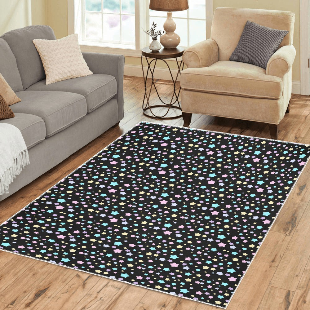 Stars Pastel Goth Area Rug 7’ x 5’ - Black / ONESIZE