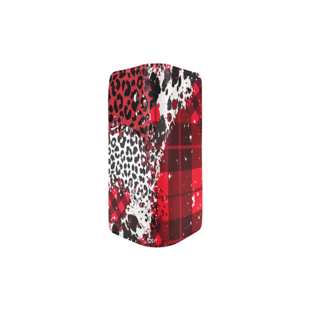 Plaid Leopard Patchwork Clutch Zipped Wallet - Red Women's Clutch Purse