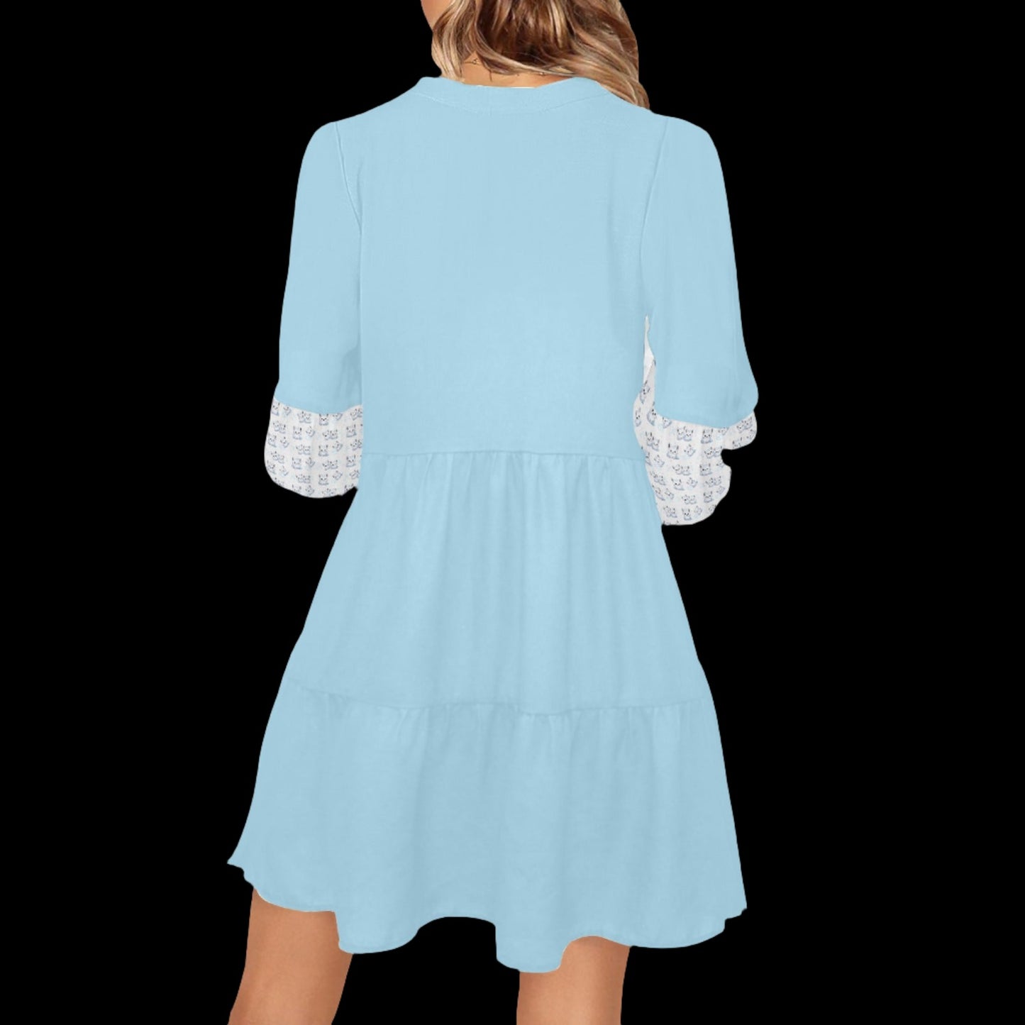 Baby Fox Light Blue Loose Flowy Dress - Dresses