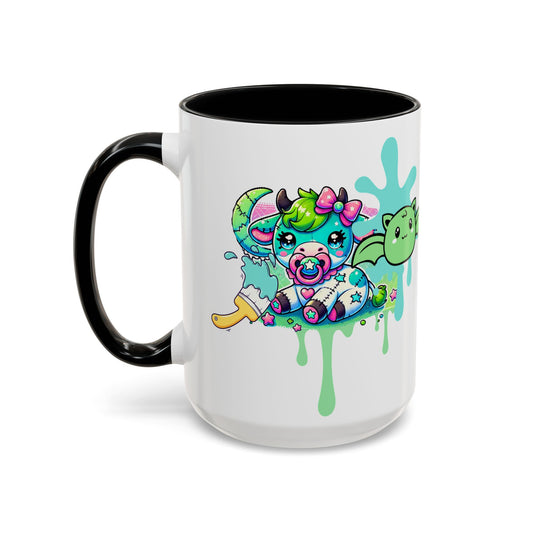 Kawaii Pastel Goth DDLG Gift Mug - Cow & Bat Paintbrush - Personalized