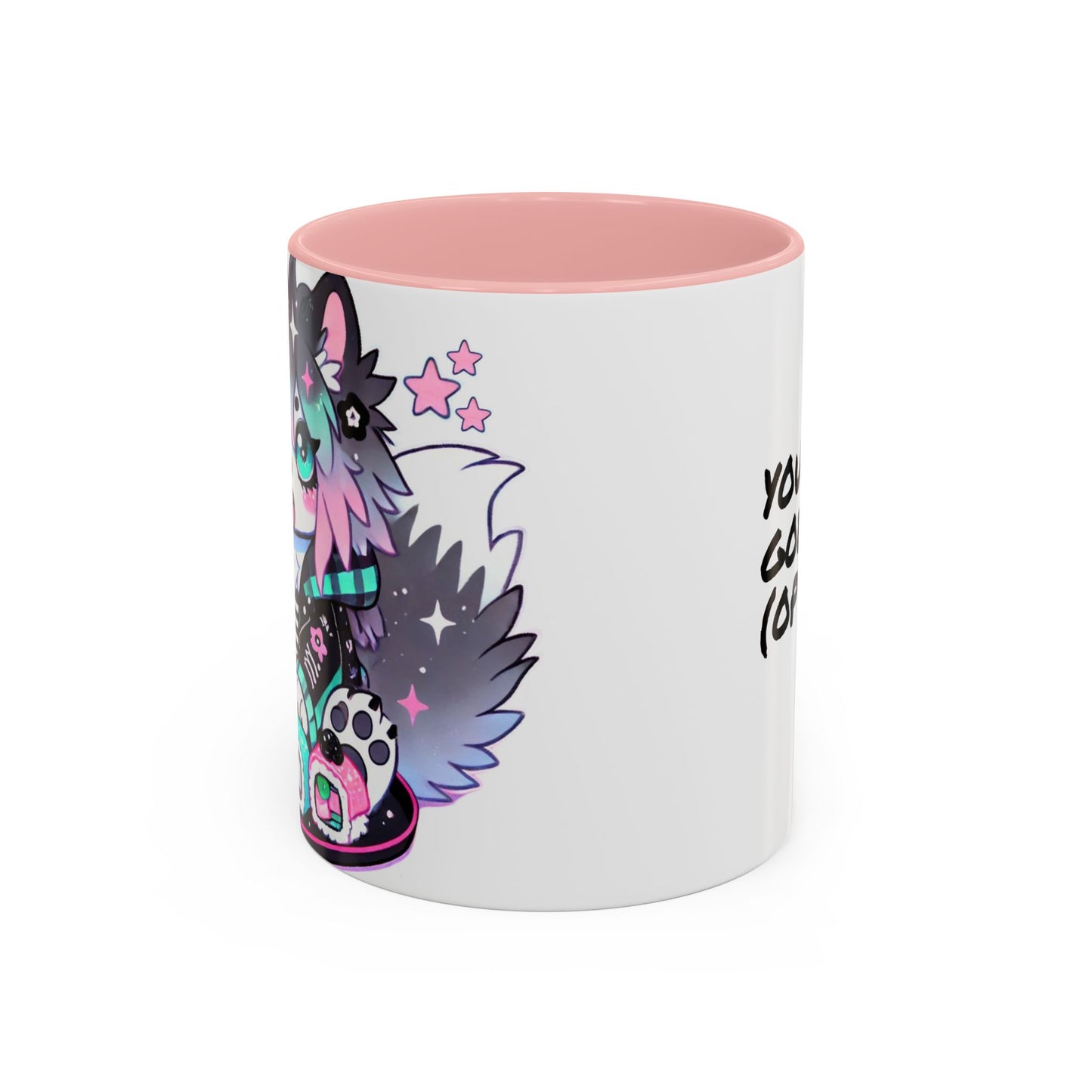 Kawaii Pastel Goth Gift Mug - Wolf & Sushi - Personalized