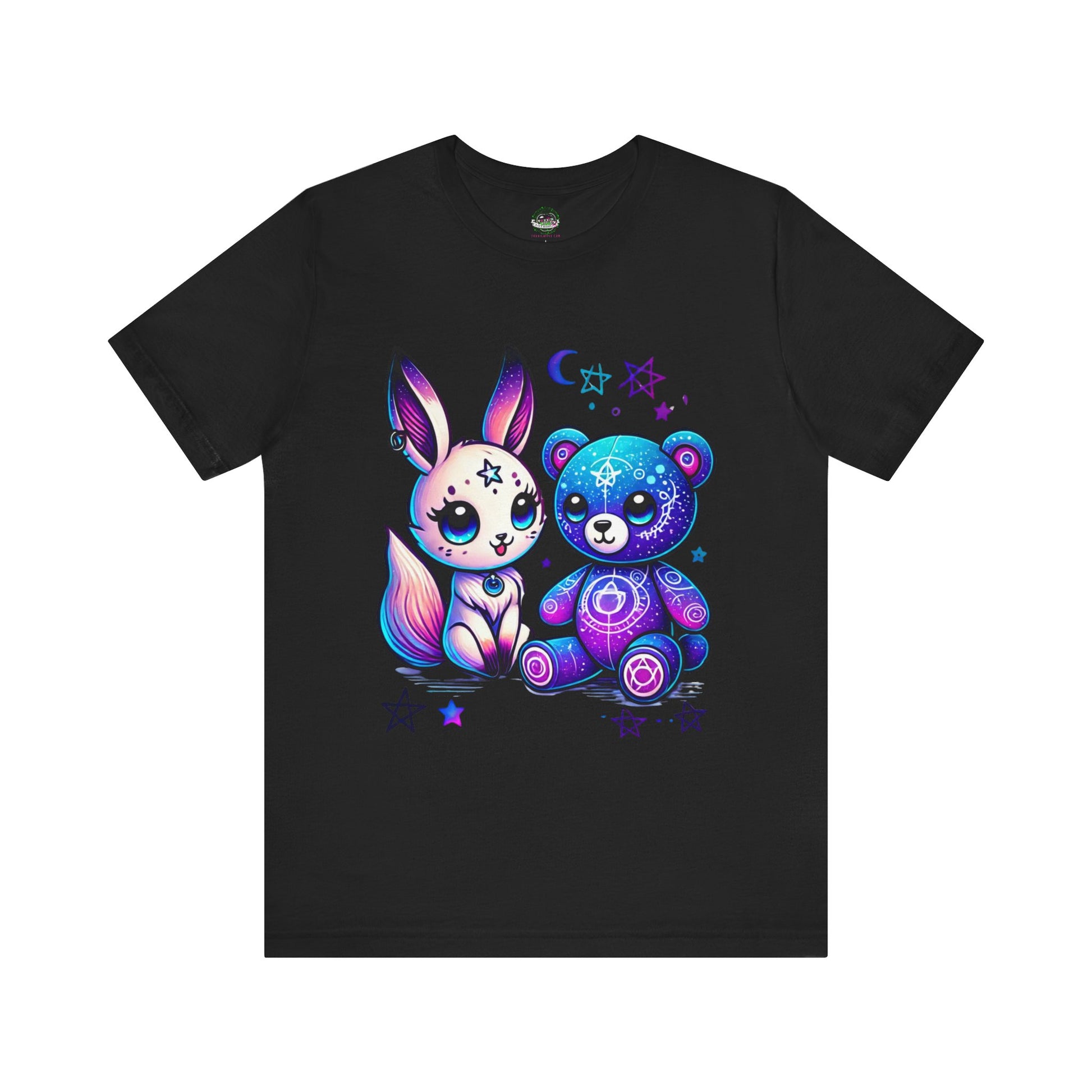 Wiccan Magical Bunny and Teddy Bear Tee - Black / XS - T-Shirt