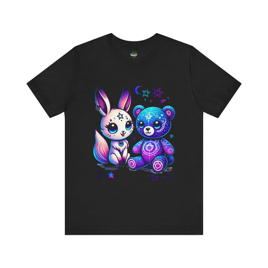 Wiccan Magical Bunny and Teddy Bear Tee - Black / XS - T-Shirt