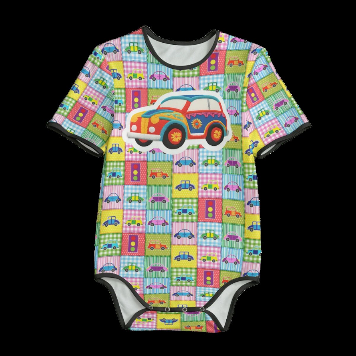 Car Patchwork Adult Onesie Bodysuit