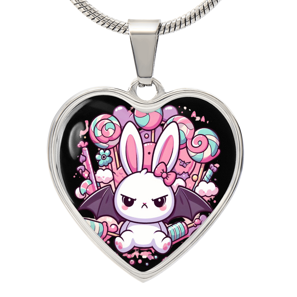 Pastel Goth Necklace - Engraved Personalized Gift - Grumpy Bunny Bat