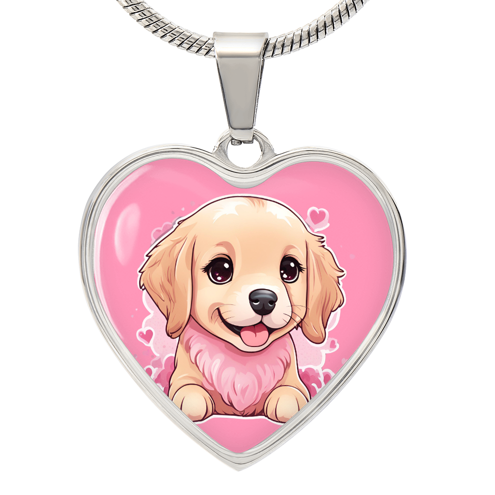 Golden Retriever Necklace - Engraved Heart - Personalized Gift