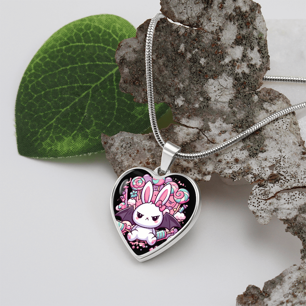 Pastel Goth Necklace - Engraved Personalized Gift - Grumpy Bunny Bat