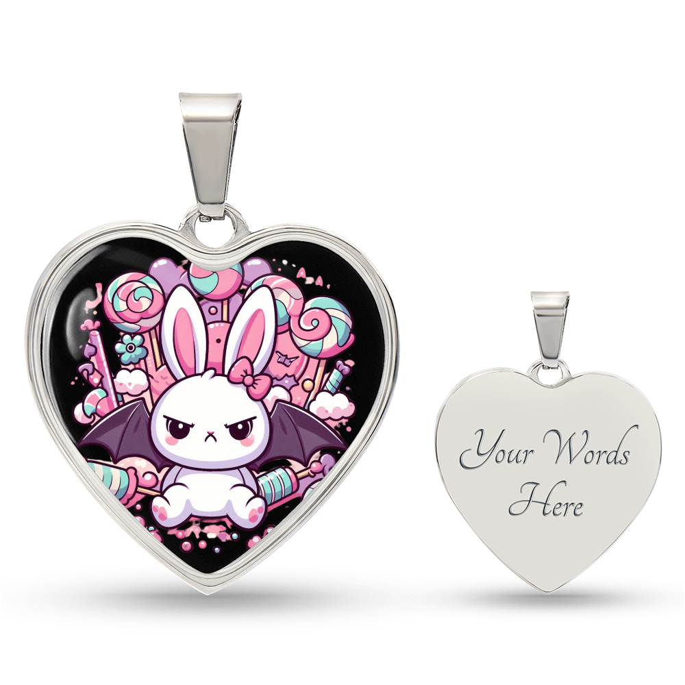 Pastel Goth Necklace - Engraved Personalized Gift - Grumpy Bunny Bat