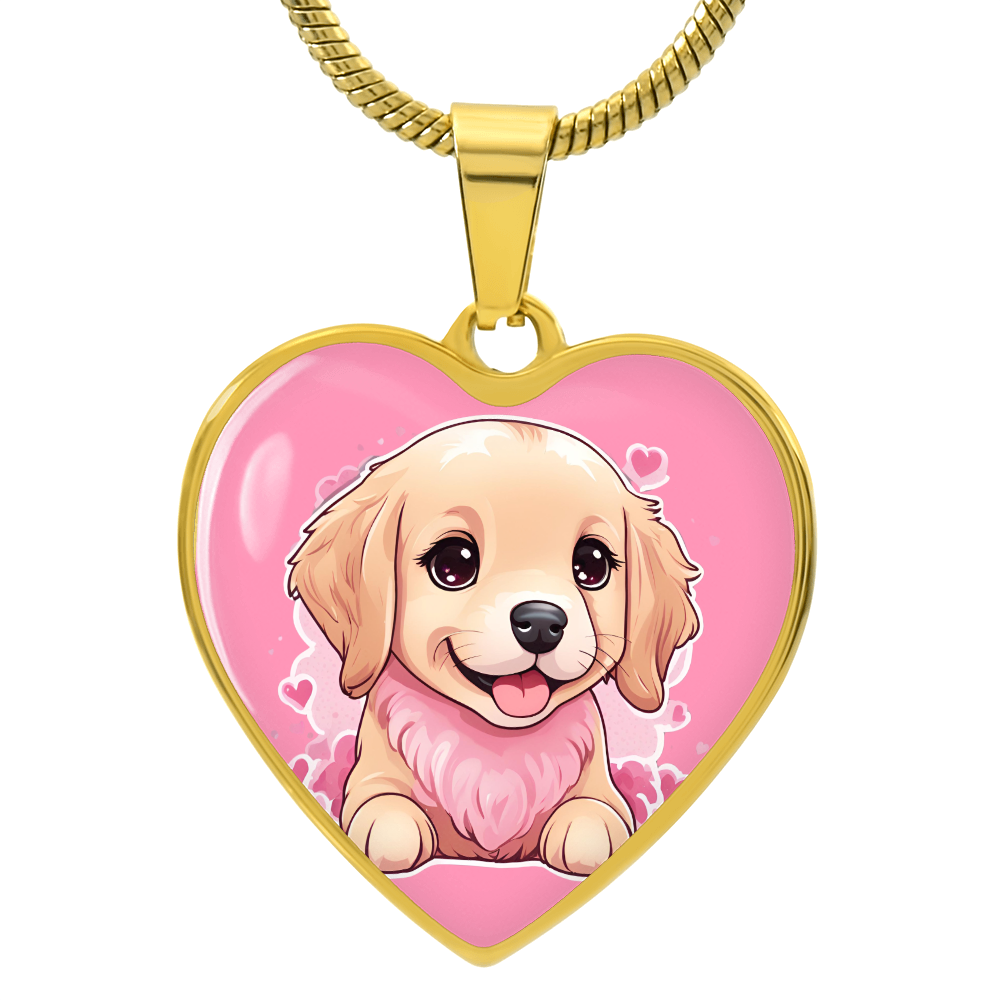 Golden Retriever Necklace - Engraved Heart - Personalized Gift