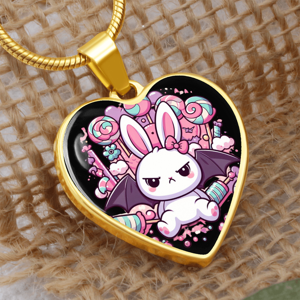 Pastel Goth Necklace - Engraved Personalized Gift - Grumpy Bunny Bat