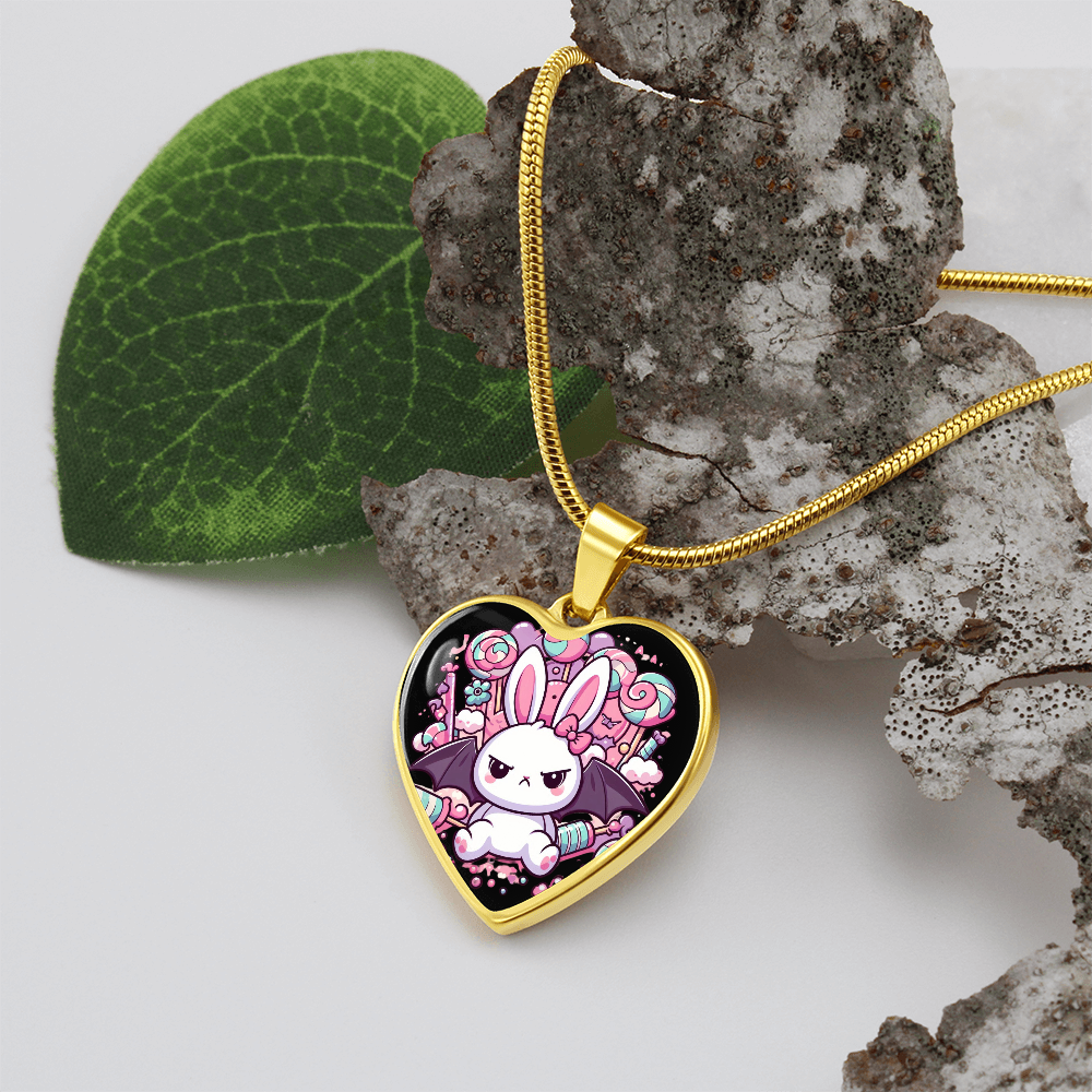 Pastel Goth Necklace - Engraved Personalized Gift - Grumpy Bunny Bat