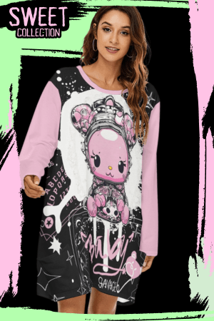 Baby Savage Pink Gothic Teddy Ouija Night Shirt Dress