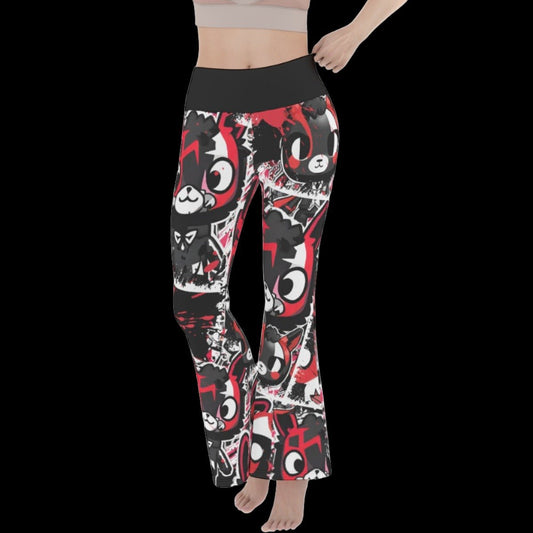 Black & Red Llama Women’s Flare Yoga Pants - S - yoga pants