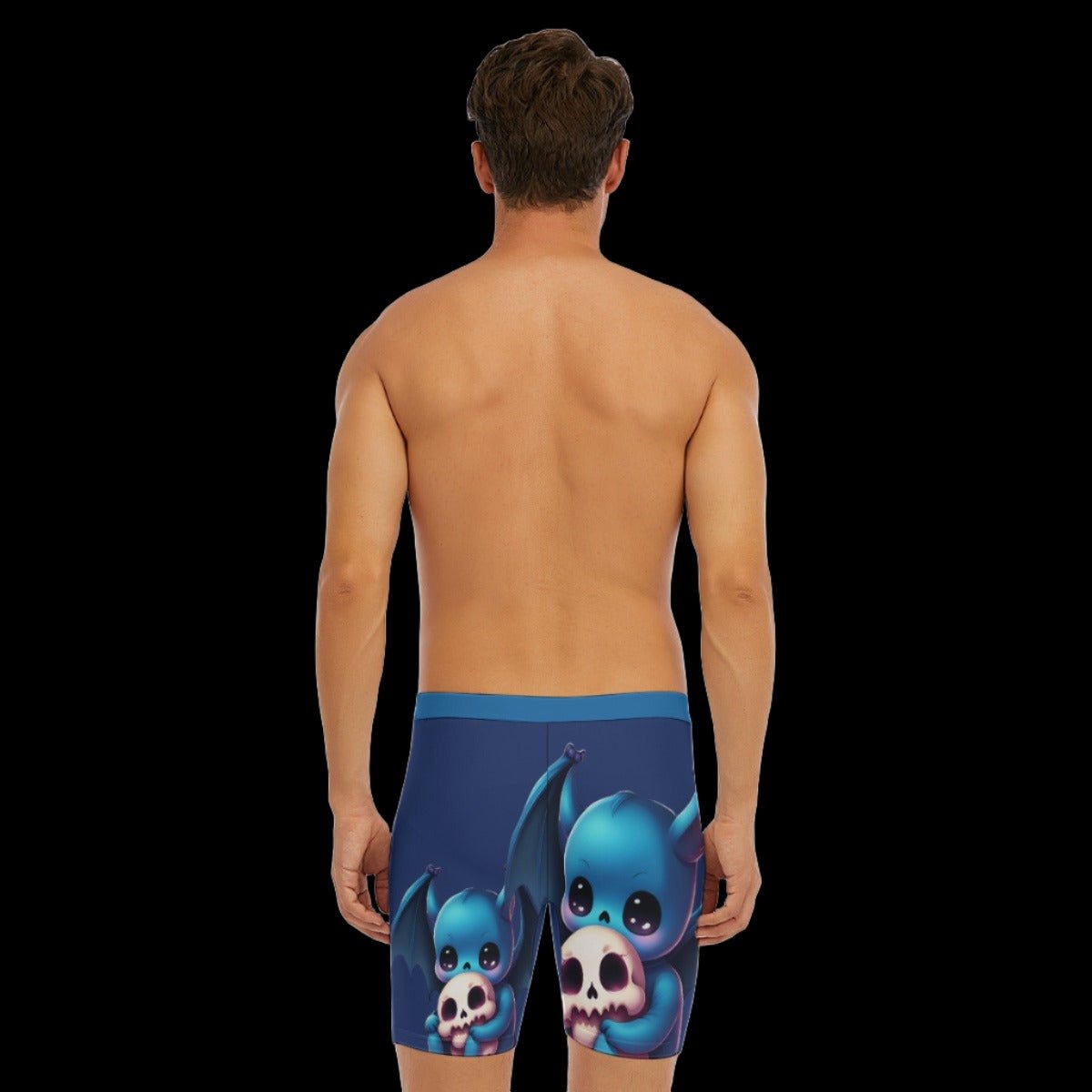 Blue Little Demon Cartoon Men’s Underwear Long Boxer Briefs