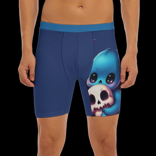 Blue Little Demon Cartoon Men’s Underwear Long Boxer Briefs