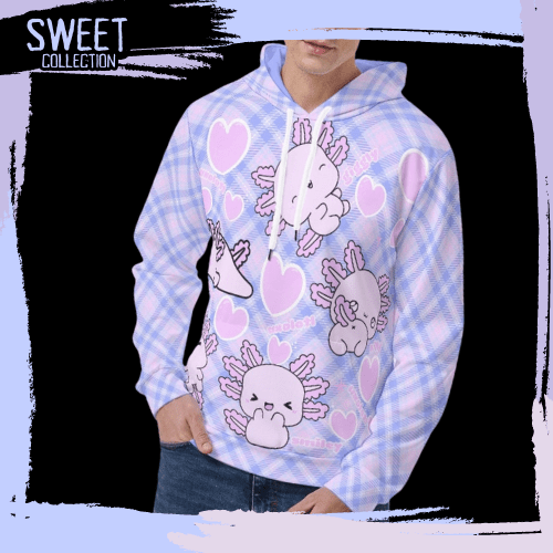 Blue & Pink Axolotl Unisex Hoodie