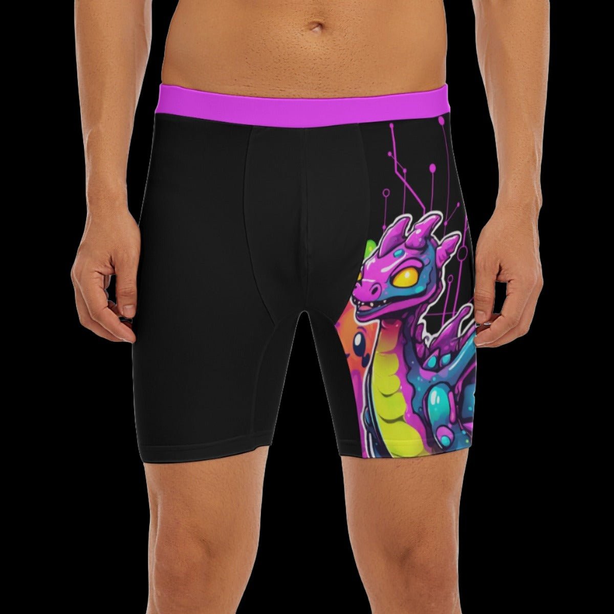 Cyberpunk Dragon Volcano Island Men’s Long Boxer Briefs