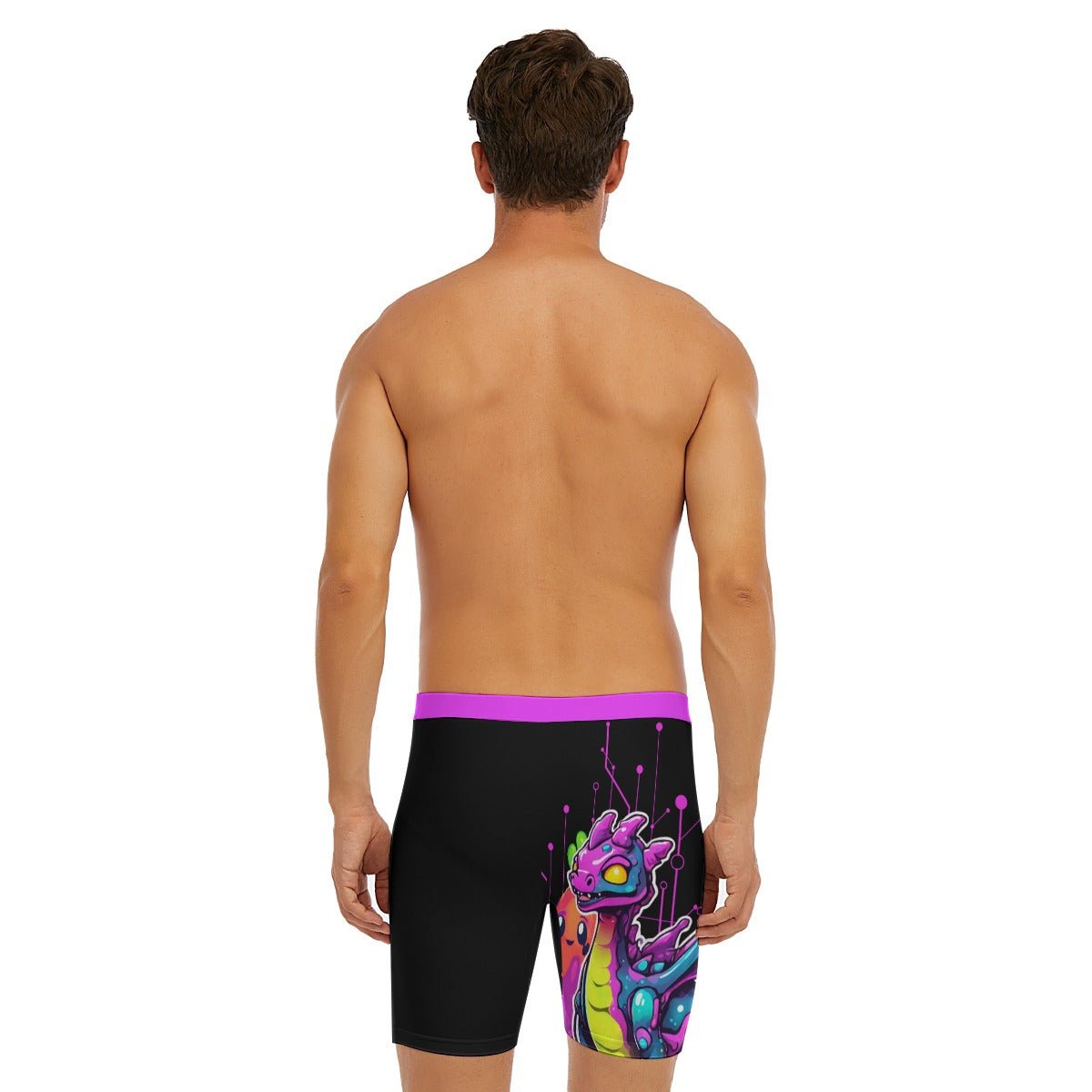 Cyberpunk Dragon Volcano Island Men’s Long Boxer Briefs