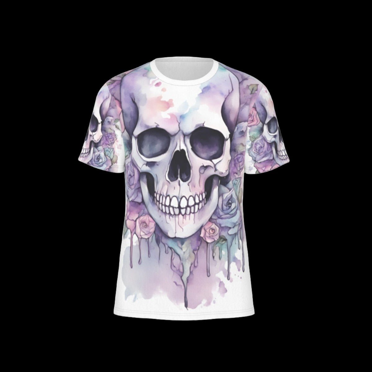 Floral Watercolor Skull Unisex O-Neck T-Shirt | 190GSM Cotton