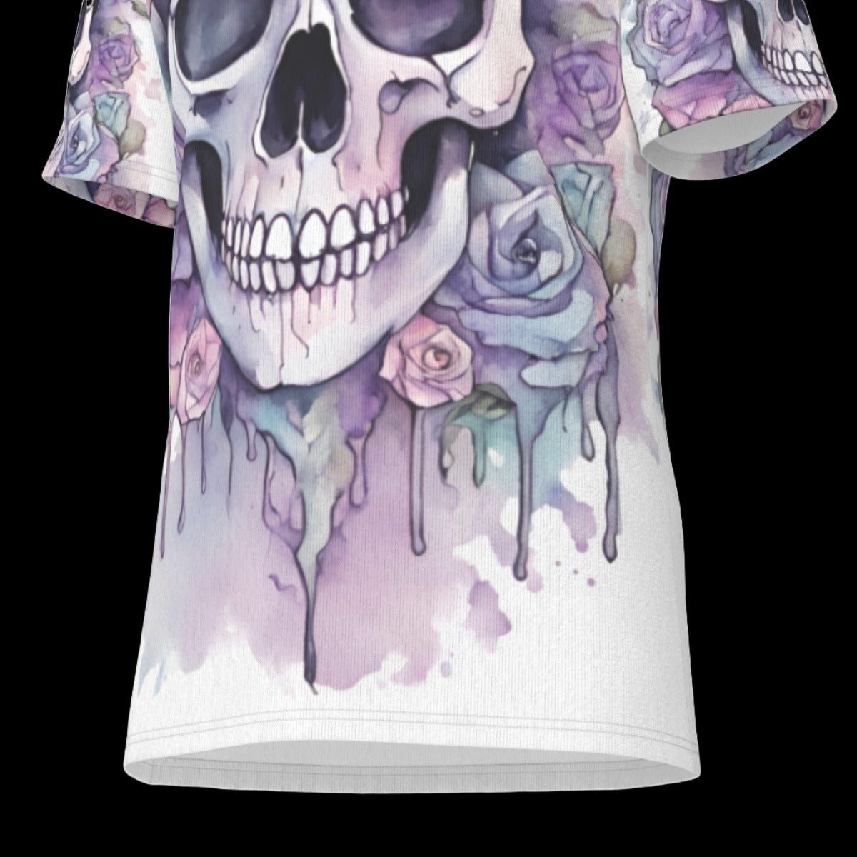 Floral Watercolor Skull Unisex O-Neck T-Shirt | 190GSM Cotton - XS