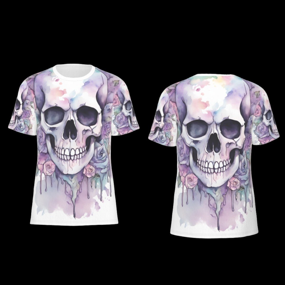 Floral Watercolor Skull Unisex O-Neck T-Shirt | 190GSM Cotton