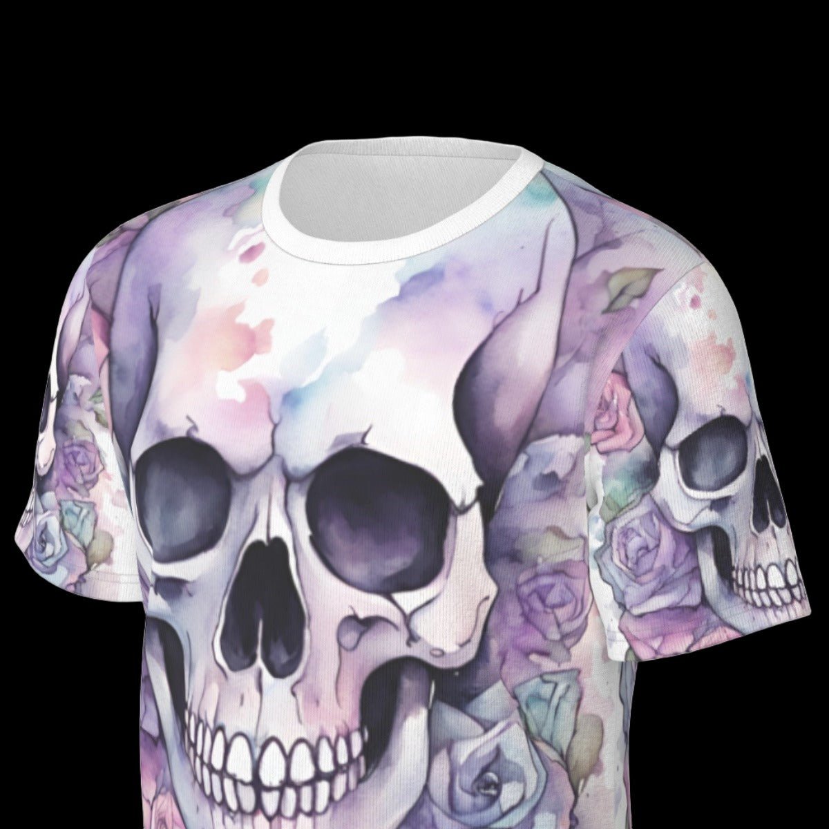 Floral Watercolor Skull Unisex O-Neck T-Shirt | 190GSM Cotton