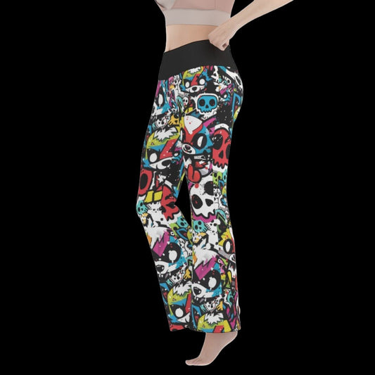 Graffiti Punk Wolf Women’s Flare Yoga Pants