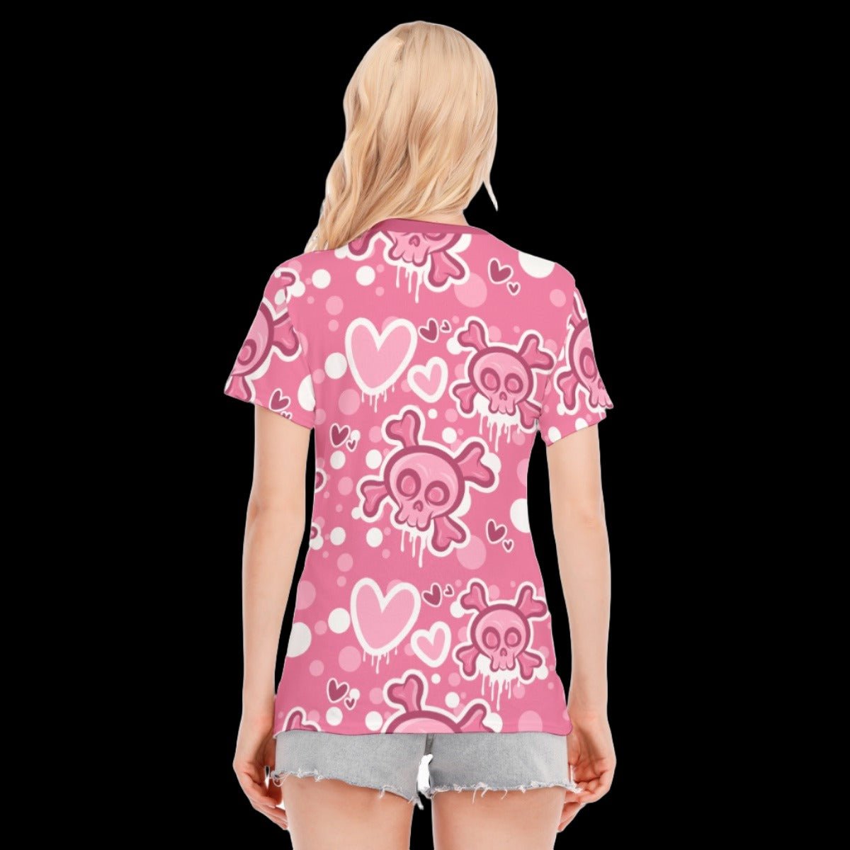 Kawaii Fire Pony Gothic Rose Women’s Round Neck T-Shirt