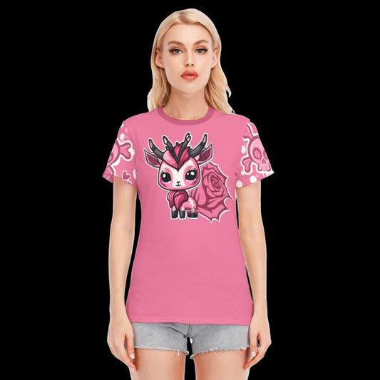 Kawaii Fire Pony Gothic Rose Women’s Round Neck T-Shirt - S