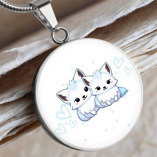 Kawaii Fox Personalized Engraved Necklace Toxic Apple Clothing Alternative Clothing for Adults