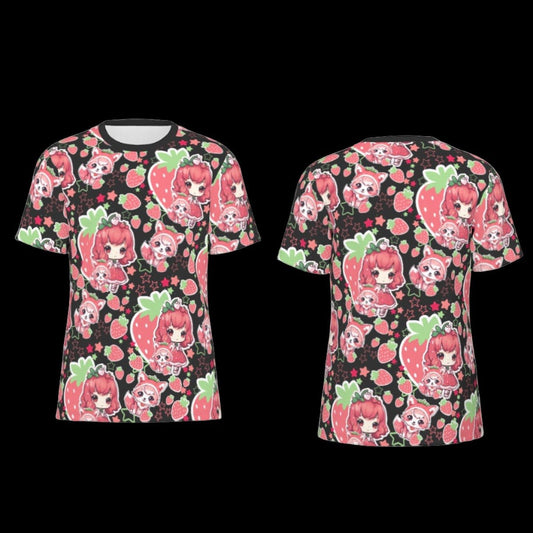 Kawaii Strawberry Girl Unisex O-Neck T-Shirt | 190GSM Cotton - XS / White