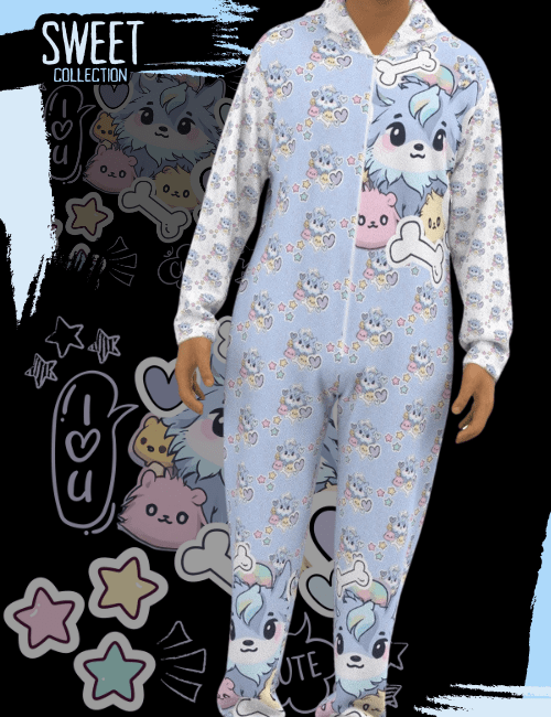 Kawaii Wolf Pup Adult Fleece Onesie Pajamas