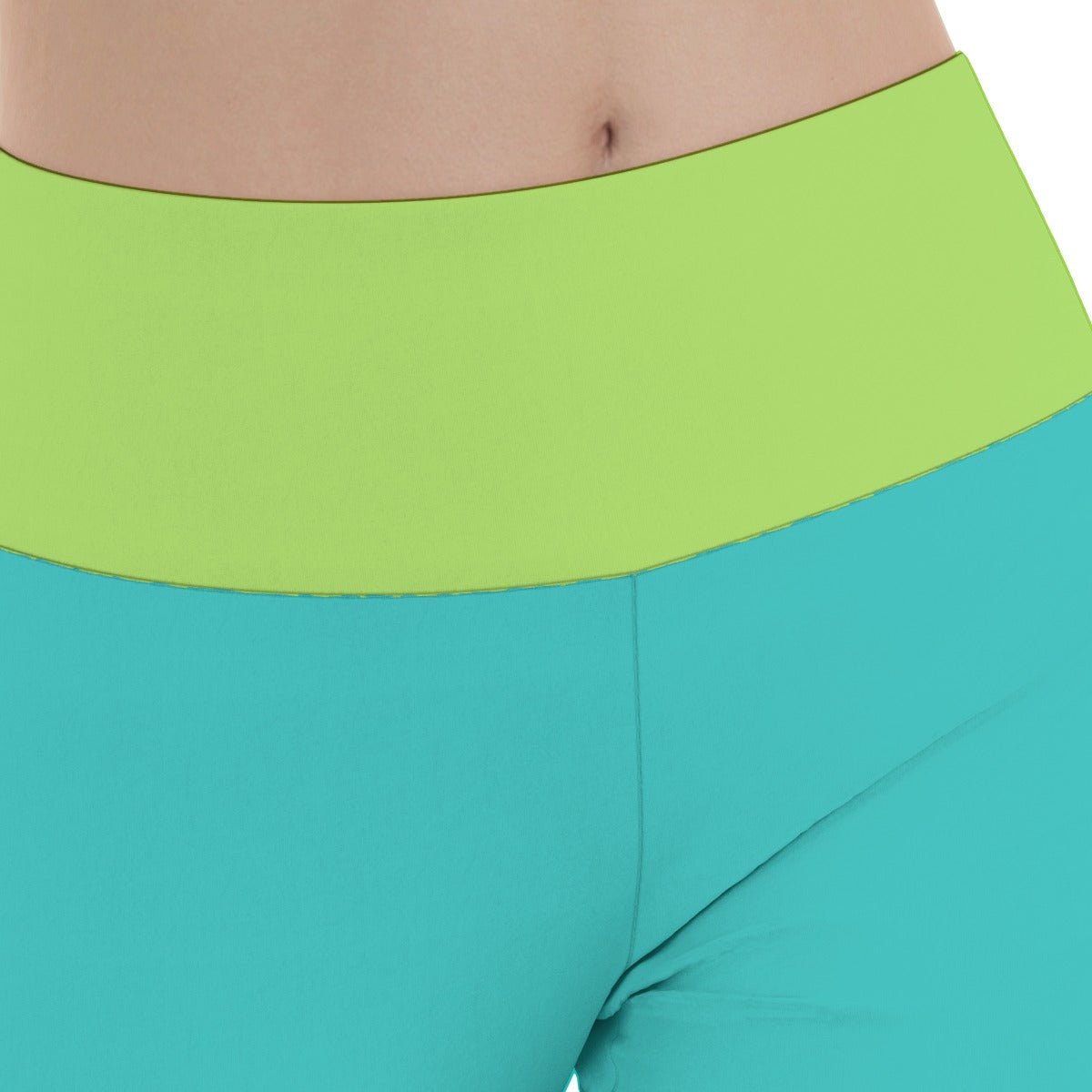 Lime Green Teal Zig Zag Women’s Flare Yoga Pants