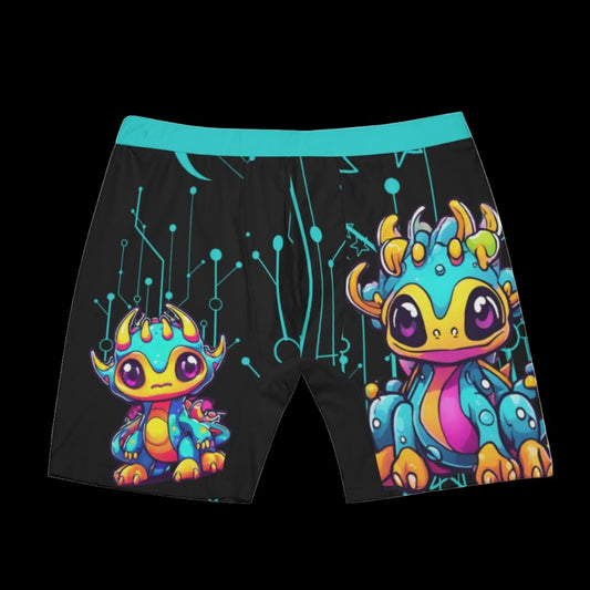 Neon Cyberpunk Dragon Men’s Long Boxer Briefs