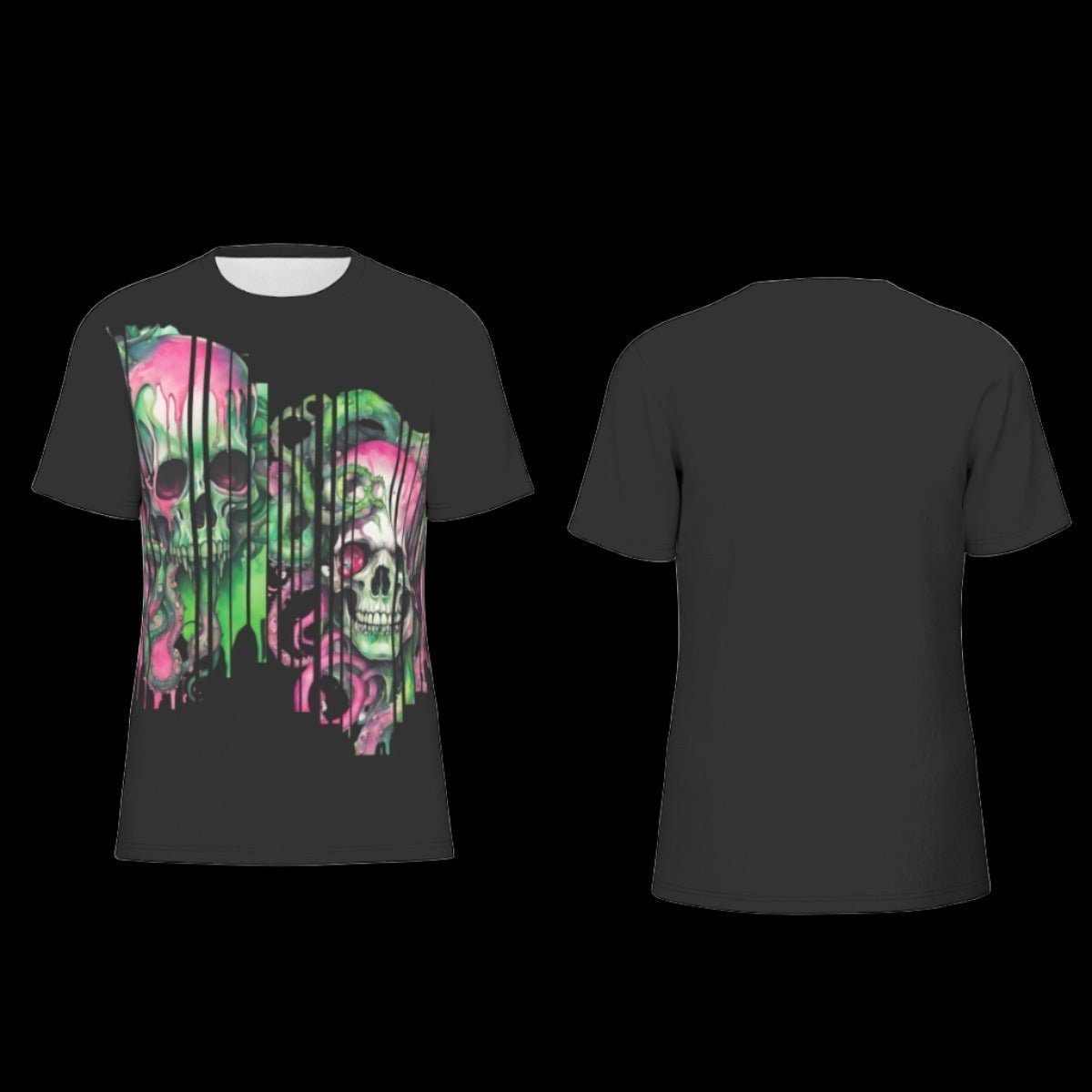 Neon Tentacle Skull Illusion Unisex O-Neck T-Shirt | 190GSM Cotton