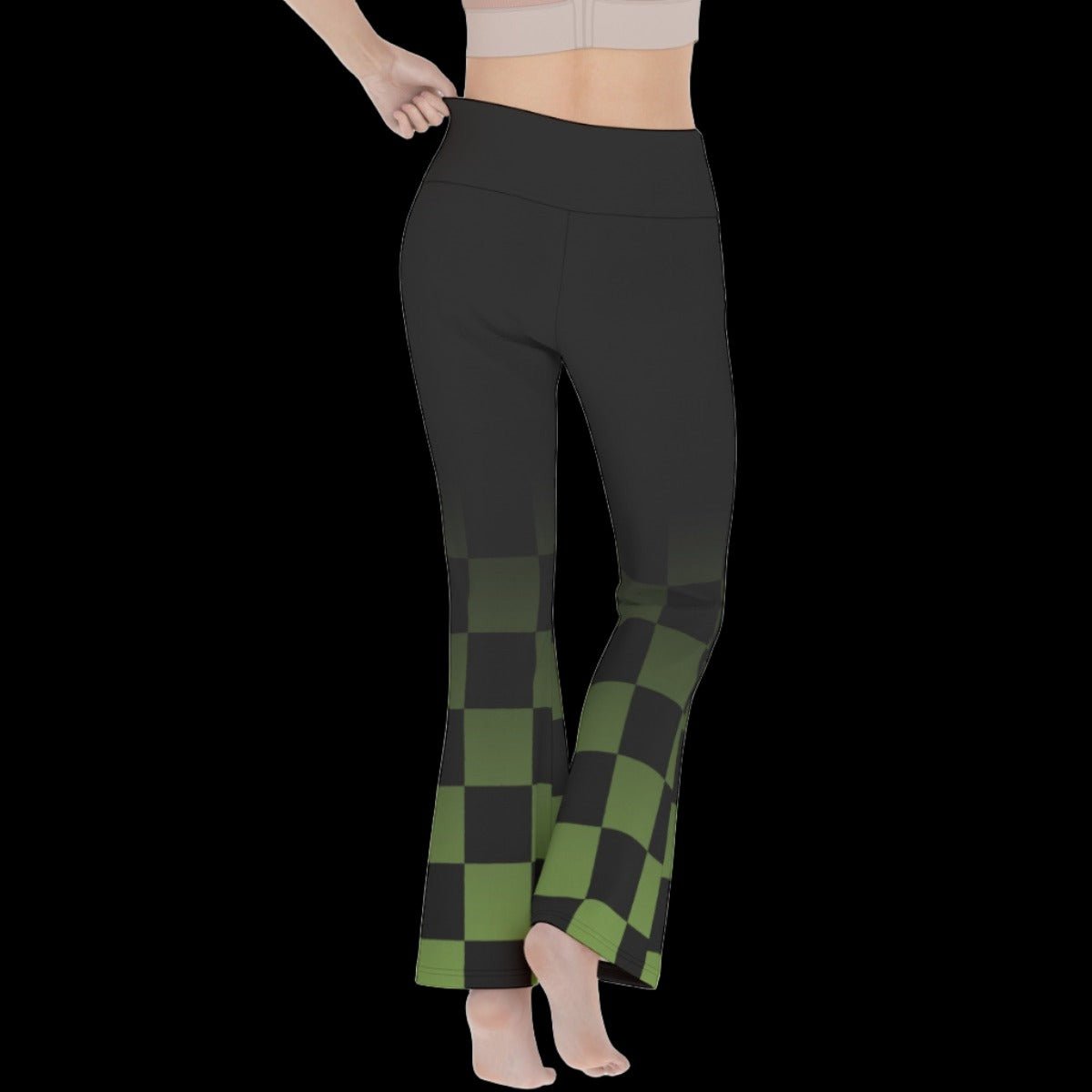 Ombre Checkered Green Women’s Flare Yoga Pants